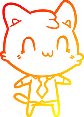 warm gradient line drawing cartoon happy cat