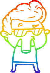 rainbow gradient line drawing cartoon cool guy
