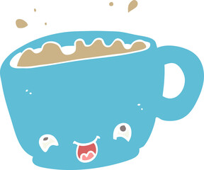 flat color style cartoon cup of coffee