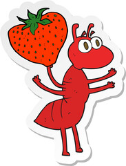 sticker of a cartoon ant carrying food