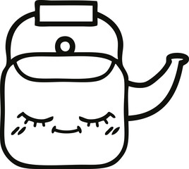 line drawing cartoon kettle