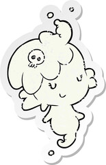 distressed sticker of a cartoon ghost