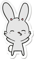 sticker of a curious bunny cartoon