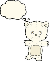 Naklejka premium cartoon cute polar bear with thought bubble