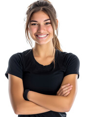 Fototapeta premium Professional woman fitness trainer transparent background