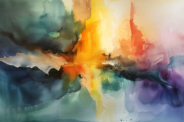 Obraz na płótnie Canvas Abstract Watercolor Sunset Gradient