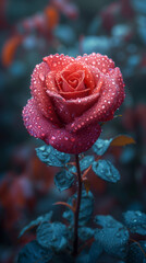 Red heart shaped confetti. AI generated art illustration.