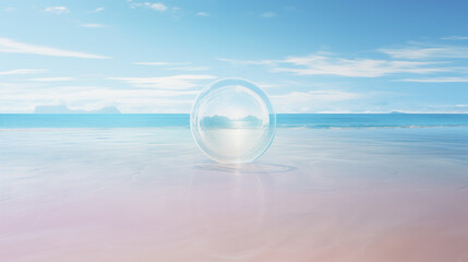 Crystal Sphere on Serene Pastel Beach