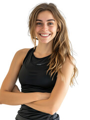 Fototapeta premium Professional woman fitness trainer transparent background