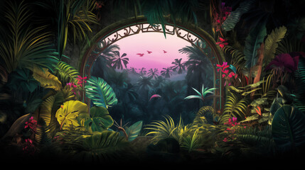 Gateway to a Lush Tropical Paradise at Dusk
