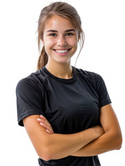 Fototapeta premium Professional woman fitness trainer transparent background