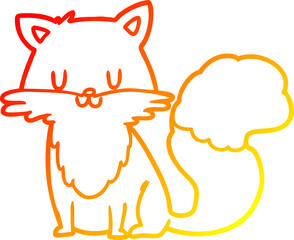warm gradient line drawing cartoon fox