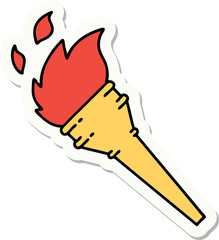 tattoo style sticker of a lit torch