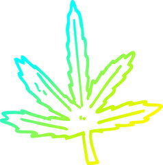 cold gradient line drawing cartoon marijuana leaf