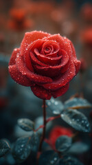 Red heart shaped confetti. AI generated art illustration.