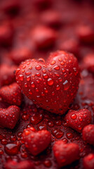 Red heart shaped confetti. AI generated art illustration.