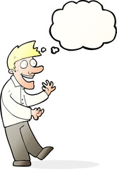 cartoon excited man with thought bubble