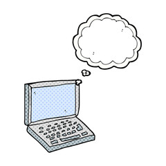 thought bubble cartoon laptop computer