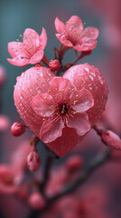 Red heart shaped confetti. AI generated art illustration.