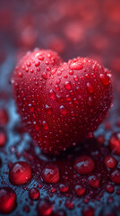 Red heart shaped confetti. AI generated art illustration.