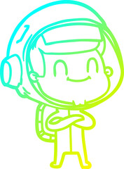 cold gradient line drawing happy cartoon astronaut