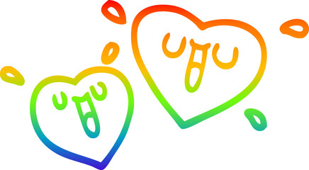 rainbow gradient line drawing happy cartoon hearts