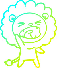 cold gradient line drawing cartoon lion