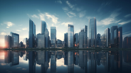 Abstract business and finance background. Modern urban business district