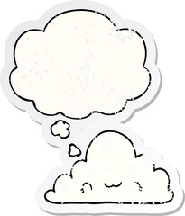 cute cartoon cloud and thought bubble as a distressed worn sticker