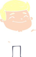 happy flat color style cartoon man