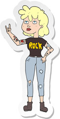 sticker of a cartoon rocker girl