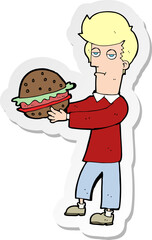 sticker of a cartoon man eating burger