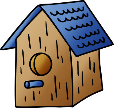 gradient cartoon doodle of a wooden bird house