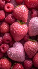 Red heart shaped confetti. AI generated art illustration.