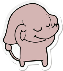 sticker of a cartoon smiling elephant