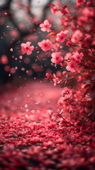 Red heart shaped confetti. AI generated art illustration.