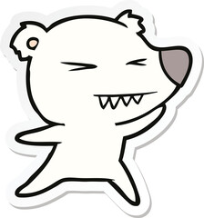 sticker of a angry polar bear cartoon