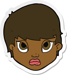 sticker of a cartoon sulking woman