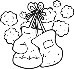 black and white cartoon boxing old gloves
