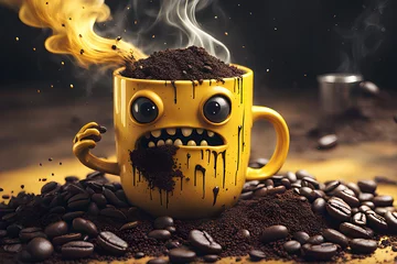 Fotobehang Tasse à café en mode démon © Geenius Ka