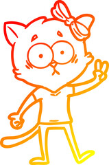 warm gradient line drawing cartoon cat