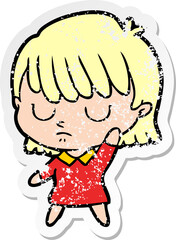 distressed sticker of a cartoon woman