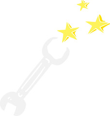 flat color illustration of a cartoon spanner