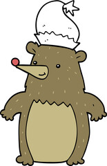 cartoon bear wearing christmas hat