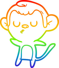 rainbow gradient line drawing cartoon monkey
