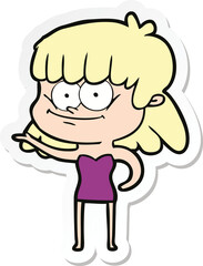 Obraz premium sticker of a cartoon smiling woman