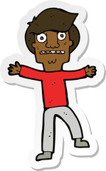 sticker of a cartoon boy panicking