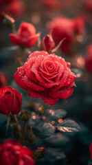 Red heart shaped confetti. AI generated art illustration.