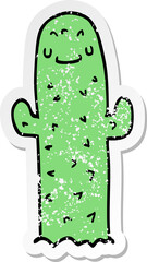 distressed sticker of a cartoon cactus
