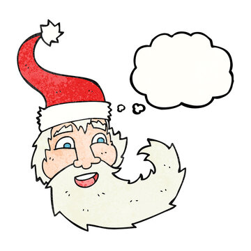 thought bubble textured cartoon santa claus laughing
